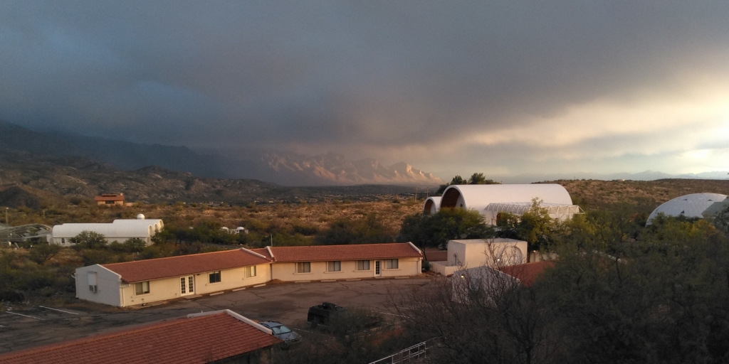 Sunset over Biosphere 2