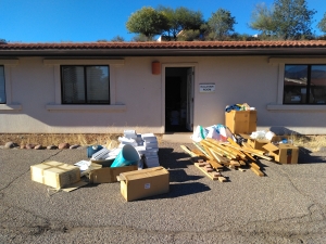 Cleaning out the Kalahari room at Biosphere 2