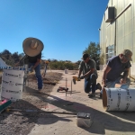 Daniel, Ricardo, Fernando prep for the concrete pour at SAM, Biosphere 2