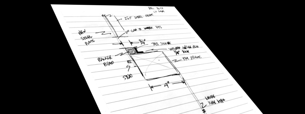 Sketch of the original Test Module window seal, SAM at Biosphere 2