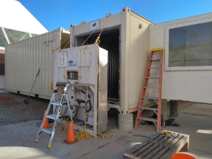 Fridge removal from the 40 footer at SAM, Biosphere 2