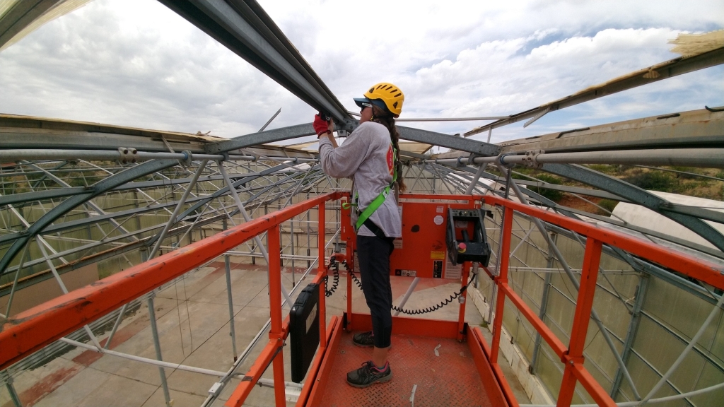 Luna removing roof structure at SAM, Biosphere 2