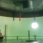 Crew Engineer Bailey Burns meditating in the lung at SAM, Biosphere 2 - photo by Cassandra Klos (@cassandraklos)