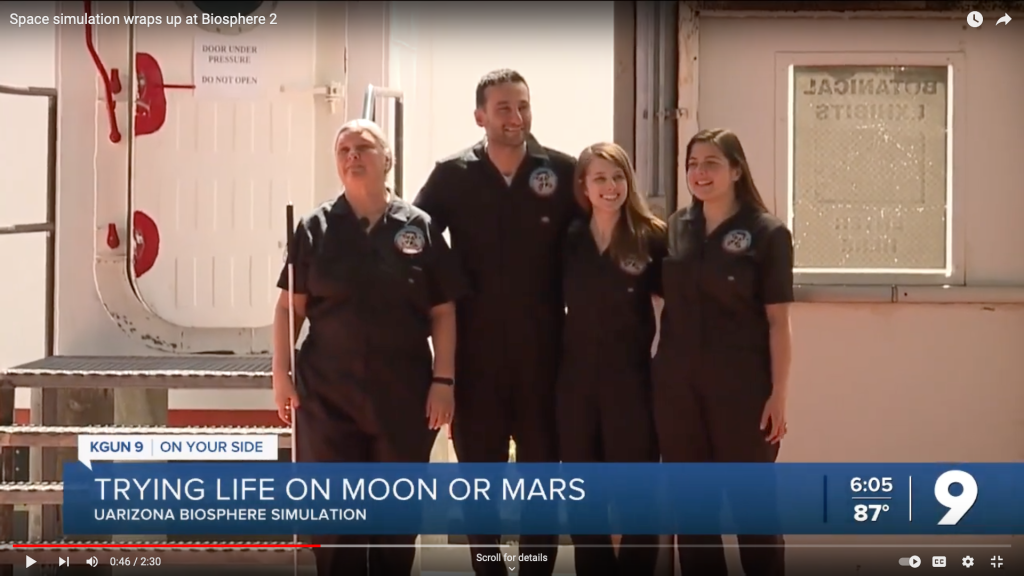 Arizona television station KGUN covers the first team entering SAM at Biosphere 2