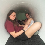 Crew Bailey and Cassie in the lung tunnel SAM, Biosphere 2 - photo by Cassandra Klos (@cassandraklos)