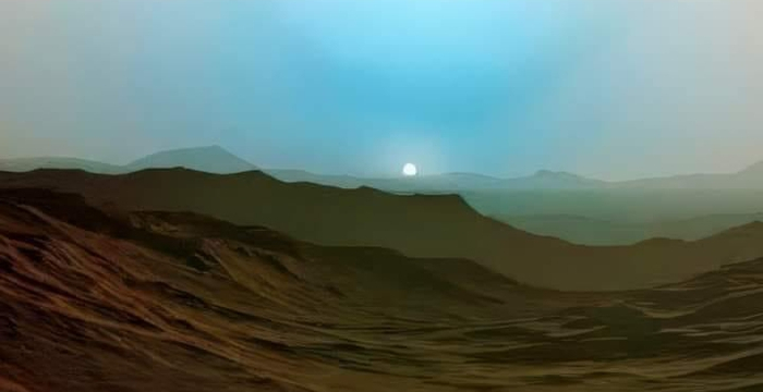 Blue sunset over Mars by NASA Curiosity rover