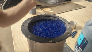 Griffin Hentzen building an early test rig for the 4-bed CO2 scrubber at SAM