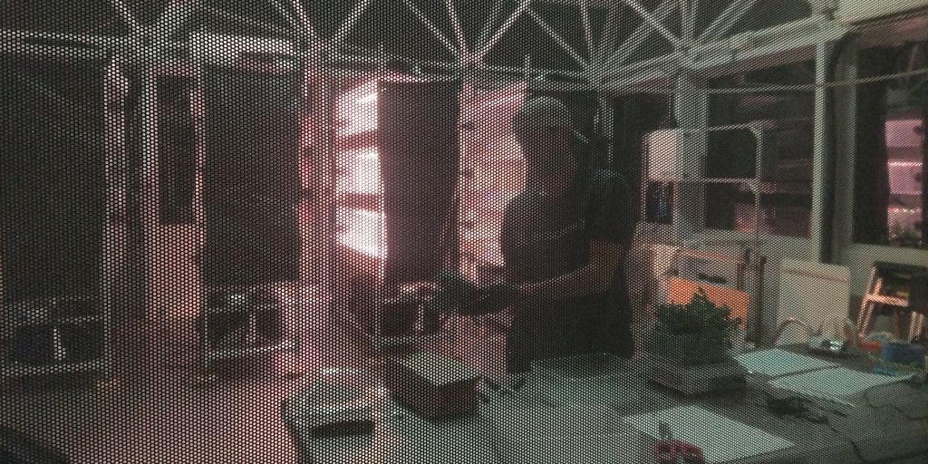 Matthias Beach processing peas grown in the SAM hydroponics at Biosphere 2