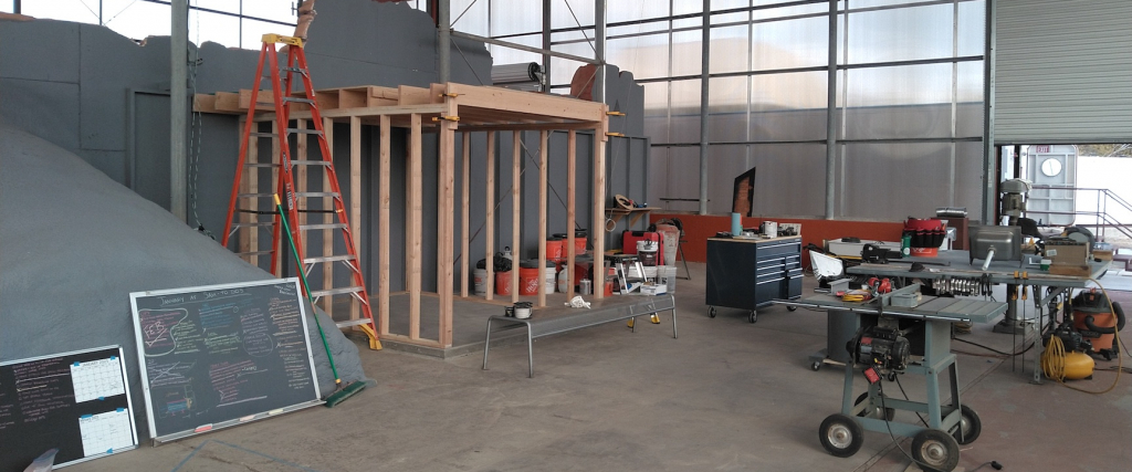 Framing for the IT room at SAM is underway